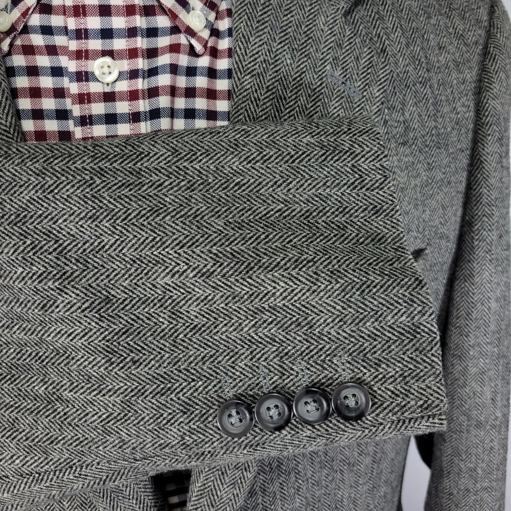 Croft Barrow Men's Tweed Sport Coat Blazer Two Button Gray Herringbone Poly 42R - Picture 9 of 14